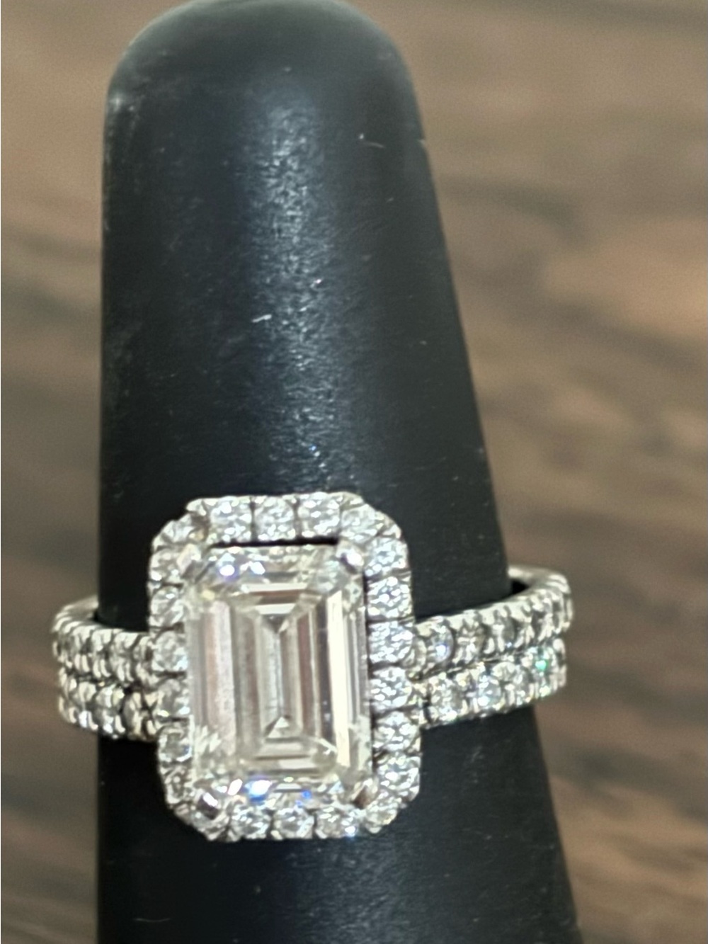 Classic Emerald-Cut Halo Engagement Ring white gold